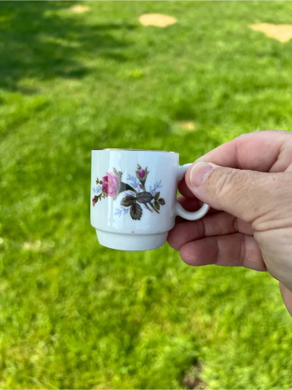 Vintage Tangshan fine China from the 50’s rose espresso cup / saucer